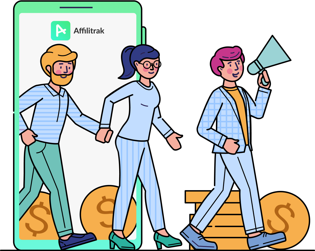 Affilitrak Shopify affiliate marketing illustration